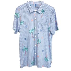 SAXX Droptemp Dry sweat free men's palm tree resort polo tropical shirt button M